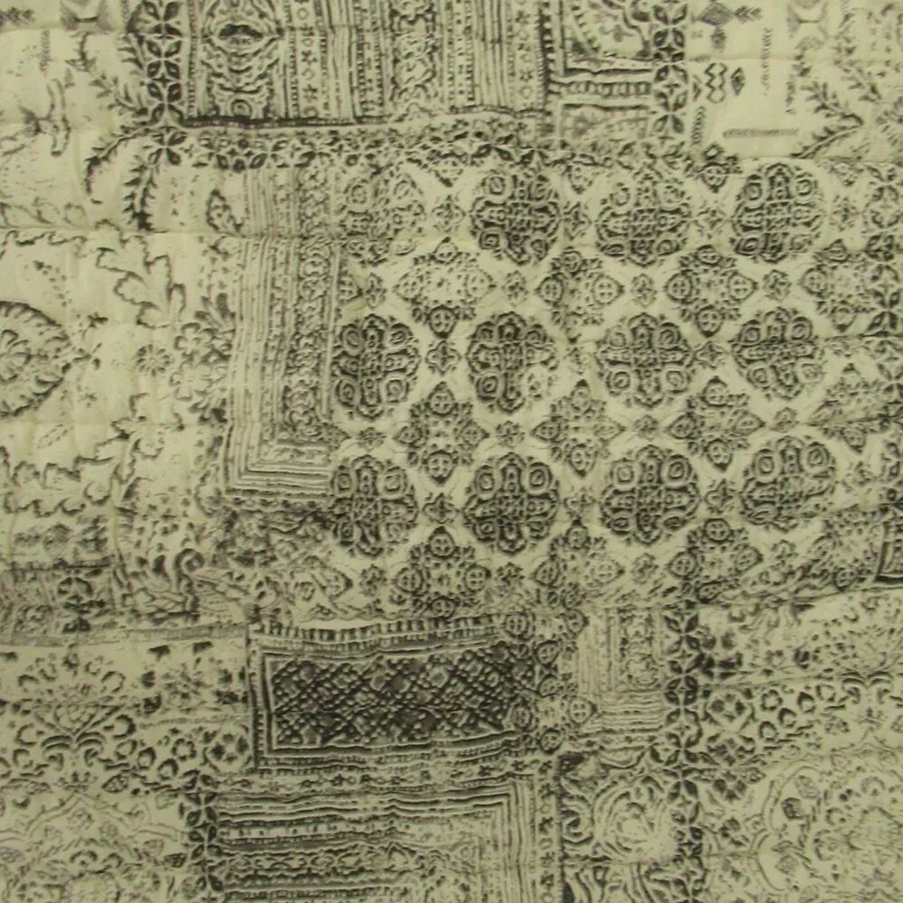 1 Pair Pottery Barn Pillow Shams Standard Gray Cream Patchwork Print Quilted‎